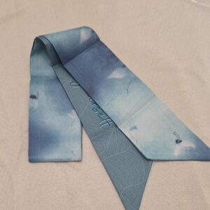 Elegant Blue Satin Scarf